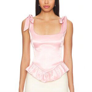 NEW More to Come Cecilia Corset Top in Blush Light Pink Satin Silk XS